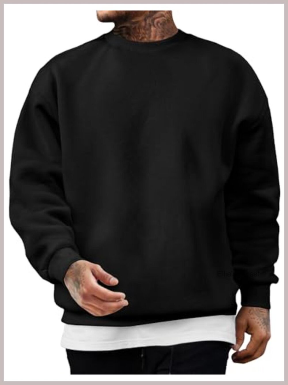 Fleece Lined Crewneck Pullover Sweatshirt Winter Warm Men's